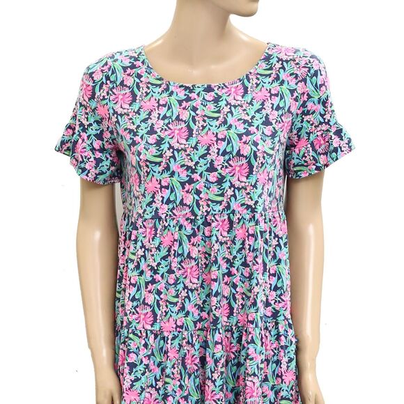 Lilly Pulitzer Jodee Short Sleeve Swing Mini Dress Cotton Print Ruffle M 279256 - Picture 5 of 9